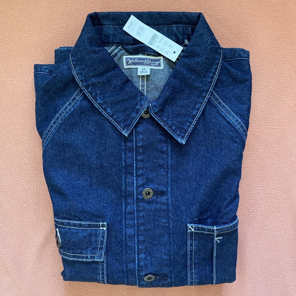 Wallace & Barnes Mens Chore Coat Jacket Japanese Blue Denim Dark Wash Medium NWT